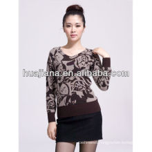 fashion knitting women's V neck cashmere sweater